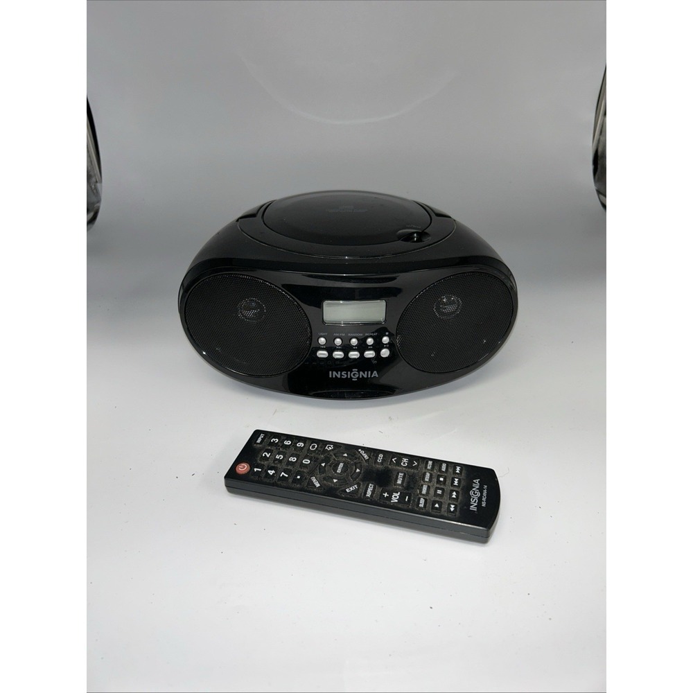 Insignia CD Boombox Portable AM/FM Radio Bluetooth LCD Display Black Stereo